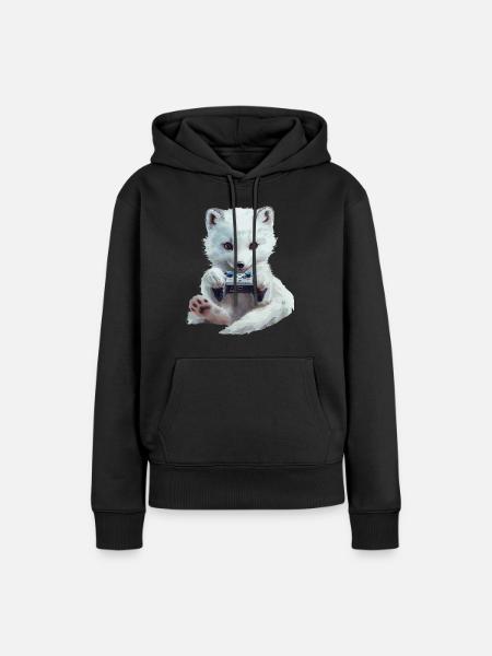 Polarfuchs - Frauen Premium Bio Hoodie - Schwarz