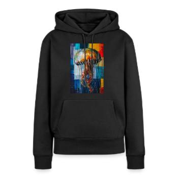 Qualle - Frauen Premium Bio Hoodie - Schwarz - Vorne - Julia (174cm)