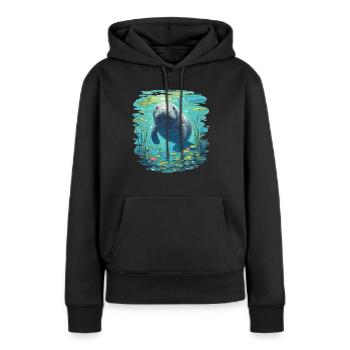 Lamantins Seekuh Lamantin - Sweat à capuche Premium bio Femme - noir - Devant - Julia (174cm)
