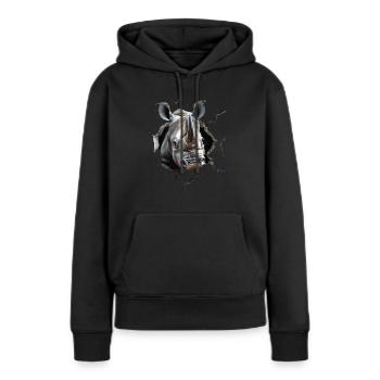 Nashorn - Frauen Premium Bio Hoodie - Schwarz - Vorne - Julia (174cm)