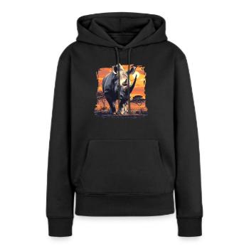 Rhino Nashörner Nashorn - Frauen Premium Bio Hoodie - Schwarz - Vorne - Julia (174cm)