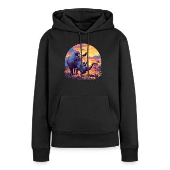 Rhino Nashörner Nashorn - Frauen Premium Bio Hoodie - Schwarz - Vorne - Julia (174cm)