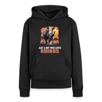 Rhino Nashörner Nashorn - Frauen Premium Bio Hoodie - Schwarz - Vorne - Julia (174cm)