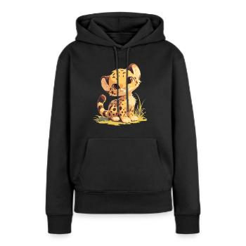 Cheetah Geparde Gepard - Frauen Premium Bio Hoodie - Schwarz - Vorne - Julia (174cm)