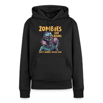 Zombie Halloween Zombies Eat Brains Don`t Worry - Frauen Premium Bio Hoodie - Schwarz - Vorne - Julia (174cm)