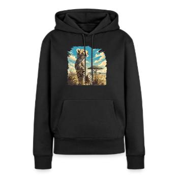 Cheetah Geparde Gepard - Frauen Premium Bio Hoodie - Schwarz - Vorne - Julia (174cm)