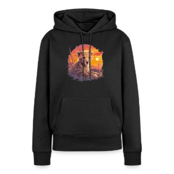 Cheetah Geparde Gepard - Frauen Premium Bio Hoodie - Schwarz - Vorne - Julia (174cm)