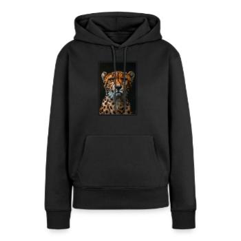Cheetah Geparde Gepard - Frauen Premium Bio Hoodie - Schwarz - Vorne - Julia (174cm)