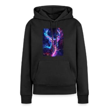 Chevreuil - Sweat à capuche Premium bio Femme - noir - Devant - Julia (174cm)