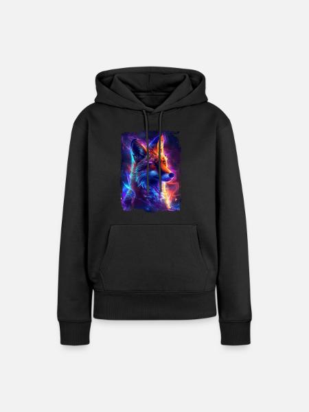 Fuchs - Frauen Premium Bio Hoodie - Schwarz