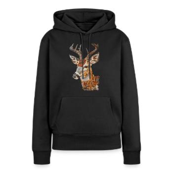Chevreuil - Sweat à capuche Premium bio Femme - noir - Devant - Julia (174cm)