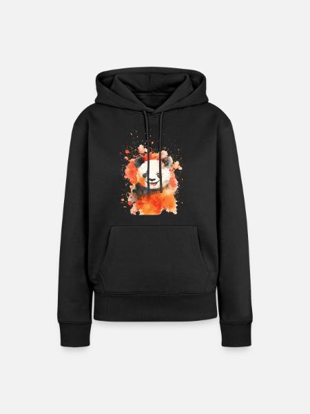 Panda - Frauen Premium Bio Hoodie - Schwarz