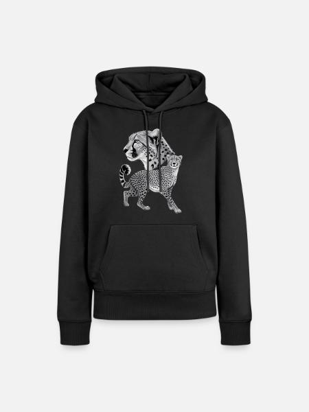 Gepard - Frauen Premium Bio Hoodie - Schwarz
