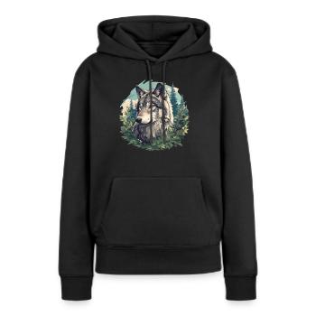 Loups Loup - Sweat à capuche Premium bio Femme - noir - Devant - Julia (174cm)
