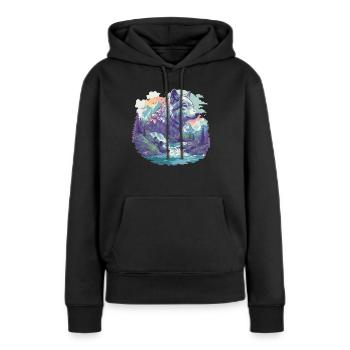 Loups Loup - Sweat à capuche Premium bio Femme - noir - Devant - Julia (174cm)