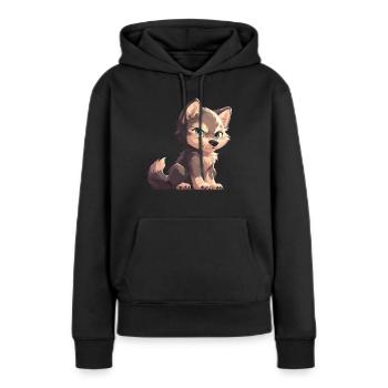 Loups Loup - Sweat à capuche Premium bio Femme - noir - Devant - Julia (174cm)