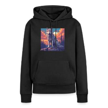 Loups Loup - Sweat à capuche Premium bio Femme - noir - Devant - Julia (174cm)