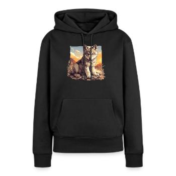 Loups Loup - Sweat à capuche Premium bio Femme - noir - Devant - Julia (174cm)