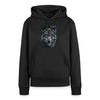 Loups Loup - Sweat à capuche Premium bio Femme - noir - Devant - Julia (174cm)