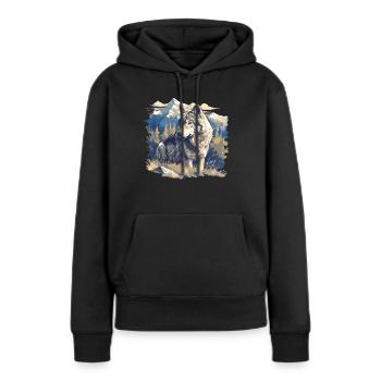Loups Loup - Sweat à capuche Premium bio Femme - noir - Devant - Julia (174cm)