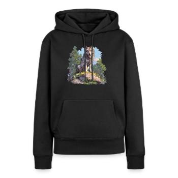 Loups Loup - Sweat à capuche Premium bio Femme - noir - Devant - Julia (174cm)