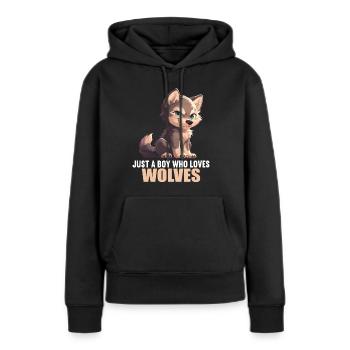 Loups Loup - Sweat à capuche Premium bio Femme - noir - Devant - Julia (174cm)