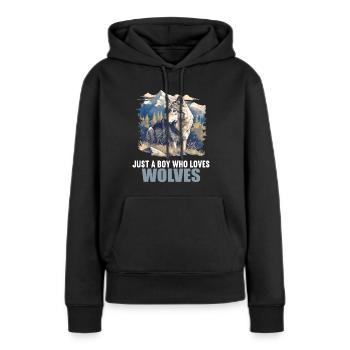 Loups Loup - Sweat à capuche Premium bio Femme - noir - Devant - Julia (174cm)