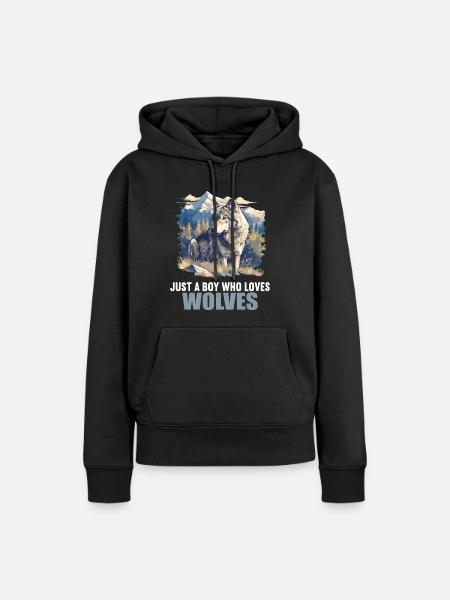 Wölfe Wolf - Frauen Premium Bio Hoodie - Schwarz
