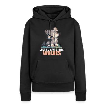 Loups Loup - Sweat à capuche Premium bio Femme - noir - Devant - Julia (174cm)