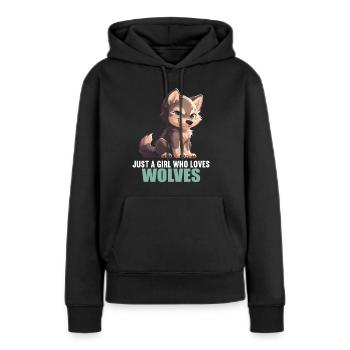 Loups Loup - Sweat à capuche Premium bio Femme - noir - Devant - Julia (174cm)