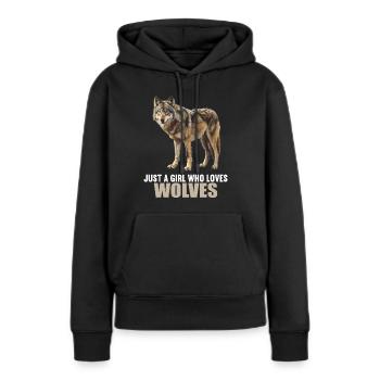 Loups Loup - Sweat à capuche Premium bio Femme - noir - Devant - Julia (174cm)