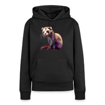 Ferret Frettchen - Frauen Premium Bio Hoodie - Schwarz - Vorne - Julia (174cm)
