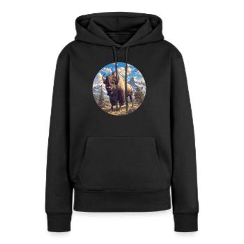 Bisons Bison - Sweat à capuche Premium bio Femme - noir - Devant - Julia (174cm)