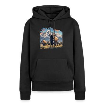Bisons Bison - Sweat à capuche Premium bio Femme - noir - Devant - Julia (174cm)