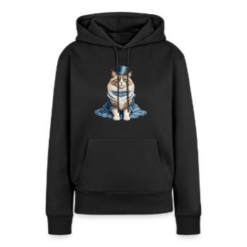 Schöne Katzendame - Frauen Premium Bio Hoodie - Schwarz - Vorne - Julia (174cm)