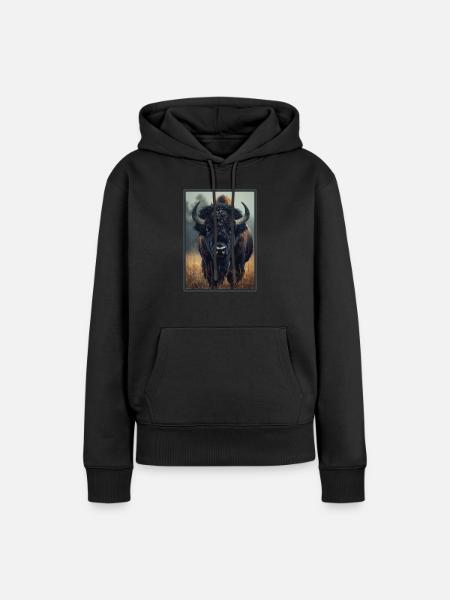 Bisons Bison - Frauen Premium Bio Hoodie - Schwarz