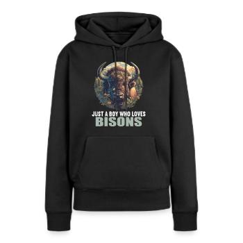 Bisons Bison - Sweat à capuche Premium bio Femme - noir - Devant - Julia (174cm)