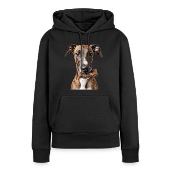 Lévrier - Sweat à capuche Premium bio Femme - noir - Devant - Julia (174cm)