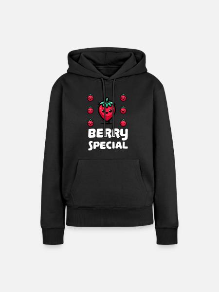 Berry Special Erdbeere - Frauen Premium Bio Hoodie - Schwarz