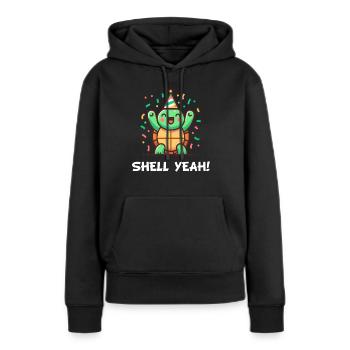 Muschel ja! Celebration Schildkröte - Frauen Premium Bio Hoodie - Schwarz - Vorne - Julia (174cm)