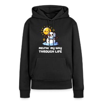 Schmelzen Meinen Weg Durch Das Leben Schneemann - Frauen Premium Bio Hoodie - Schwarz - Vorne - Julia (174cm)