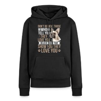 Bouledogue français Frechie Race de chien - Sweat à capuche Premium bio Femme - noir - Devant - Julia (174cm)