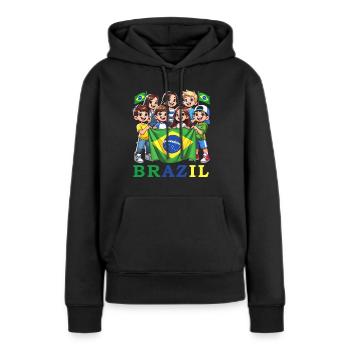 Brasilien Brazil shirt Brasilianer Rio de Janeirao - Frauen Premium Bio Hoodie - Schwarz - Vorne - Julia (174cm)