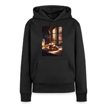 Croissants - Sweat à capuche Premium bio Femme - noir - Devant - Julia (174cm)