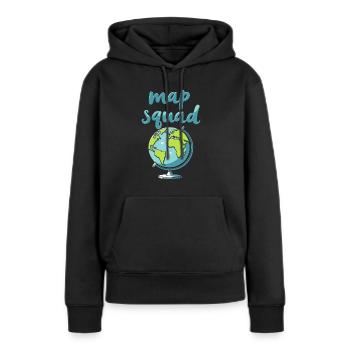 Géographie Géographe Kader - Sweat à capuche Premium bio Femme - noir - Devant - Julia (174cm)