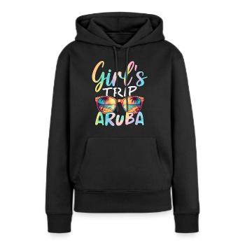 Voyage entre filles à Aruba - Sweat à capuche Premium bio Femme - noir - Devant - Julia (174cm)