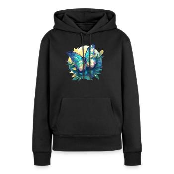papillon papillons papillon papillon - Sweat à capuche Premium bio Femme - noir - Devant - Julia (174cm)