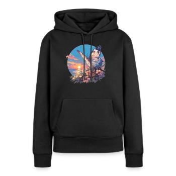 papillon papillons papillon papillon - Sweat à capuche Premium bio Femme - noir - Devant - Julia (174cm)