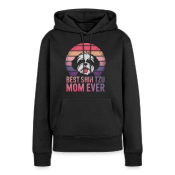 Shih Tzu Dire Maman Drôle Shih Tzu Cadeau - Sweat à capuche Premium bio Femme - noir - Devant - Julia (174cm)
