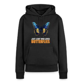 papillon papillons papillon papillon - Sweat à capuche Premium bio Femme - noir - Devant - Julia (174cm)